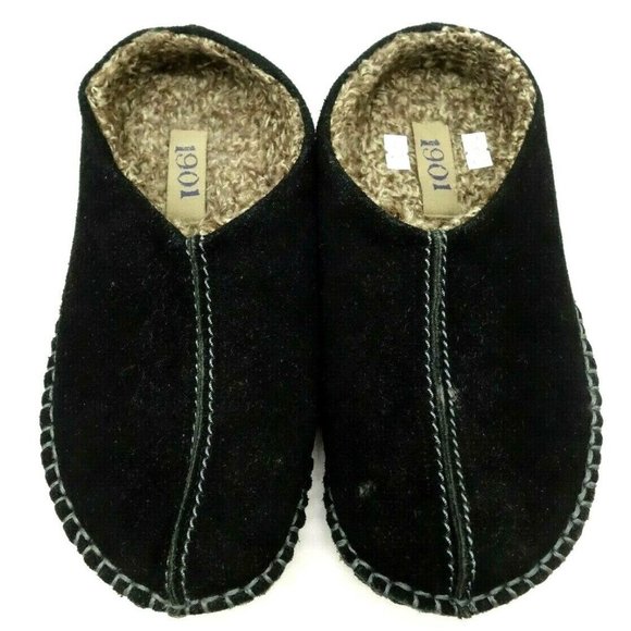 1901 Dakota Black Leather Lined Split Toe Casual Slippers Shoes Men's 9 M - Picture 11 of 11